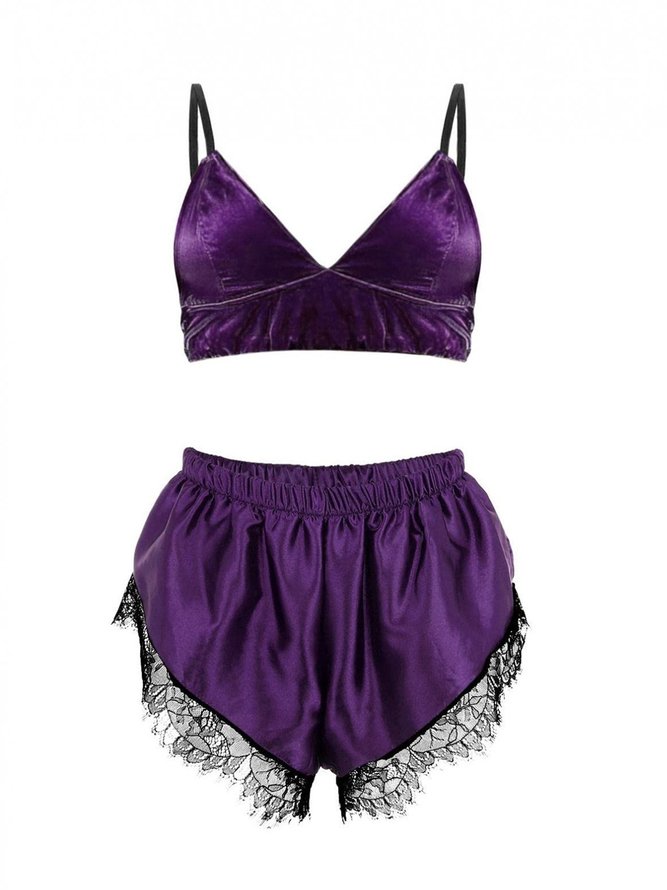 Sexy Lace Camisole Pajama Set Plus Size