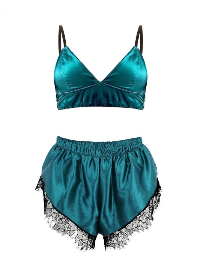 Sexy Lace Camisole Pajama Set Plus Size