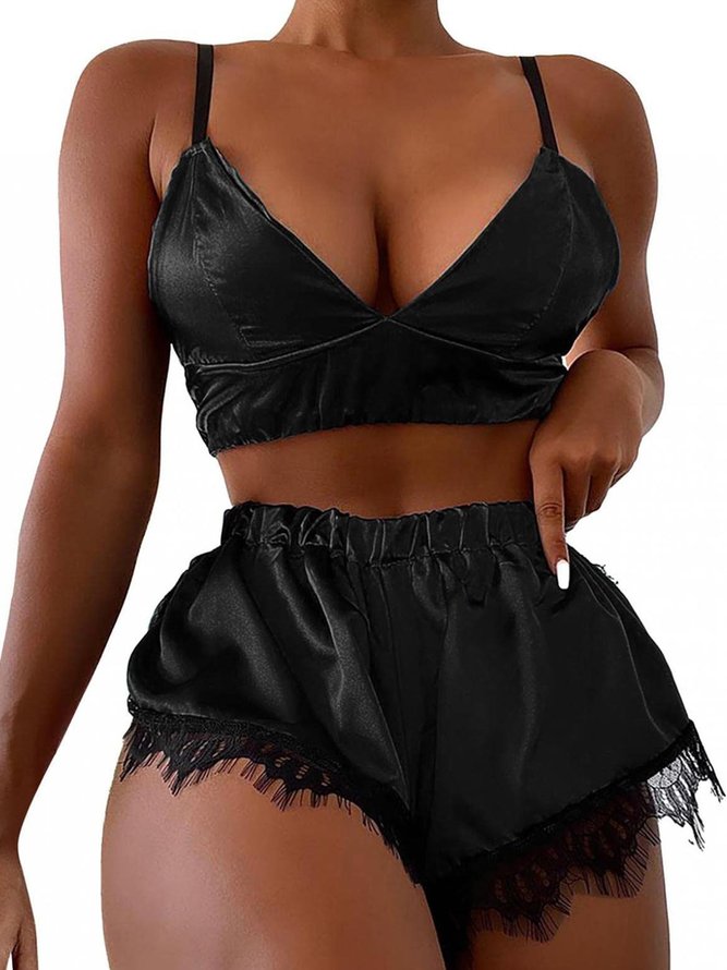 Sexy Lace Camisole Pajama Set Plus Size