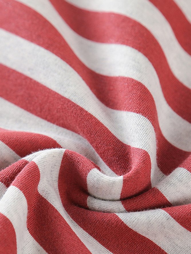 Cozy Cotton Stripe Printed Padded Loungewear Set Plus Size