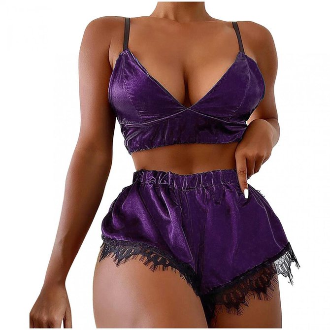 Sexy Lace Camisole Pajama Set Plus Size