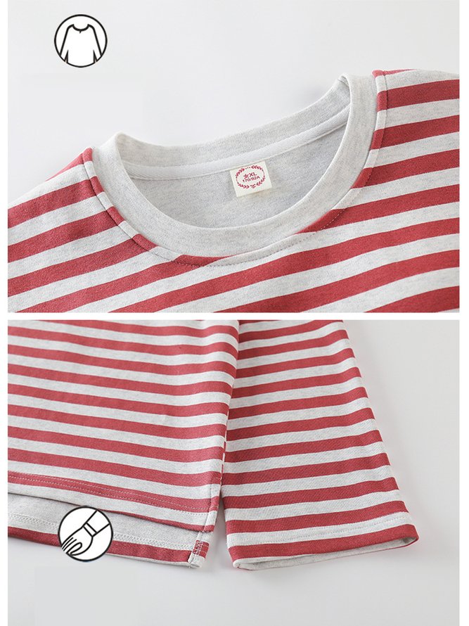 Cozy Cotton Stripe Printed Padded Loungewear Set Plus Size