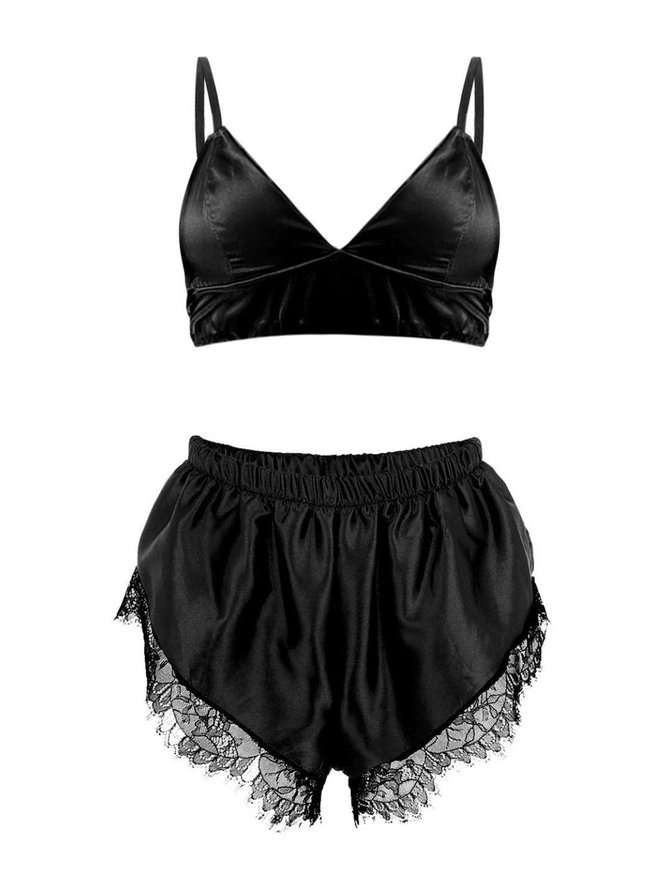 Sexy Lace Camisole Pajama Set Plus Size
