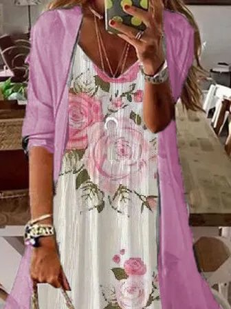 V Neck Regular Fit Boho Floral Two-Piece Set