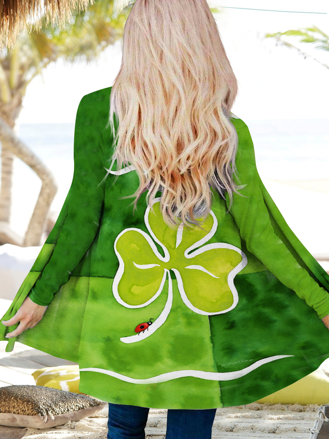 Four-leaf clover festive loose long-sleeved cardigan