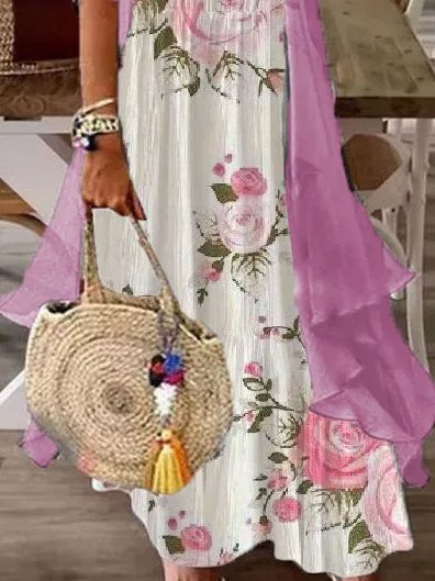 V Neck Regular Fit Boho Floral Two-Piece Set
