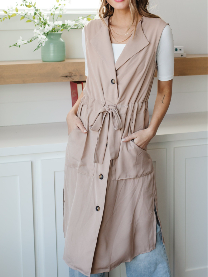 V Neck Plain Casual Loose Vest