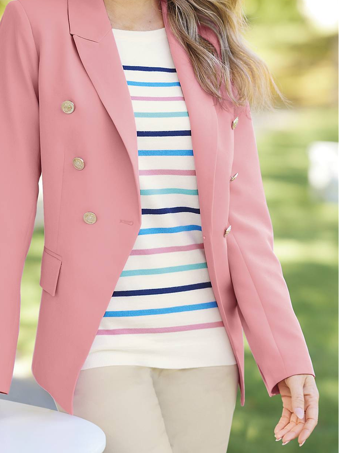 Casual Plain Lapel Collar Loose Blazer