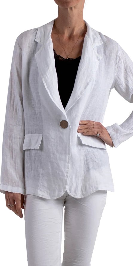 Plain Casual Loose Cotton Blazer