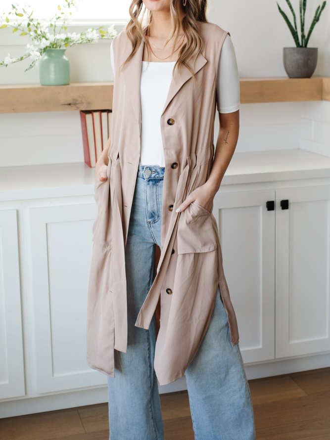 V Neck Plain Casual Loose Vest
