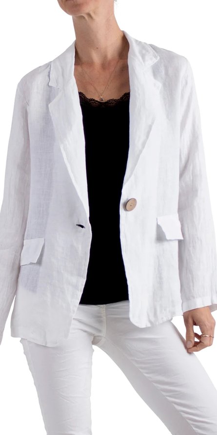 Plain Casual Loose Cotton Blazer