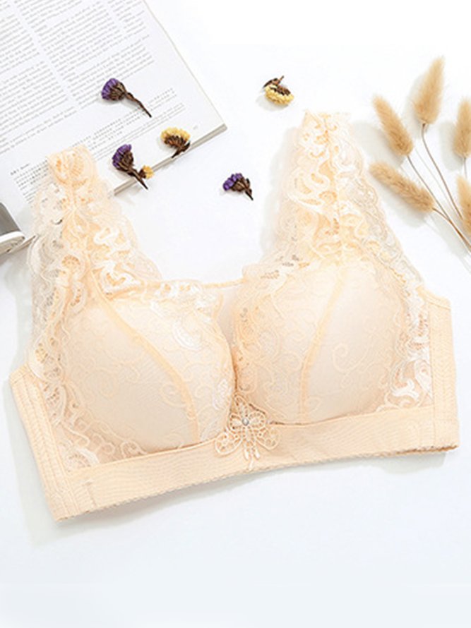 Soft Comfortable Lace Push Up Adjustable Non-Wireless Cotton Bra