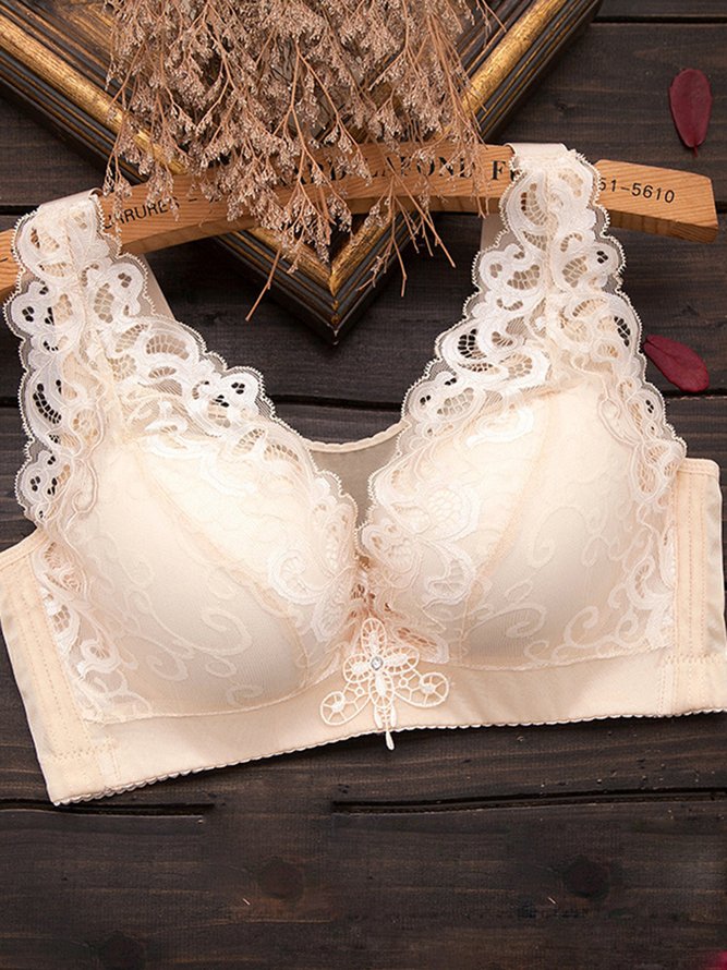 Soft Comfortable Lace Push Up Adjustable Non-Wireless Cotton Bra