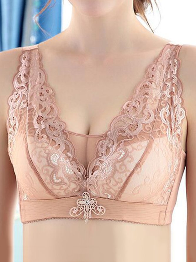 Soft Comfortable Lace Push Up Adjustable Non-Wireless Cotton Bra