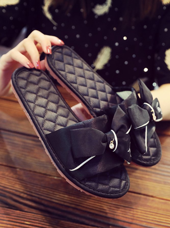 Bow Decor LOVE Casual House Slippers