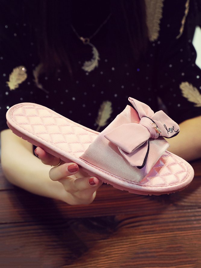 Bow Decor LOVE Casual House Slippers