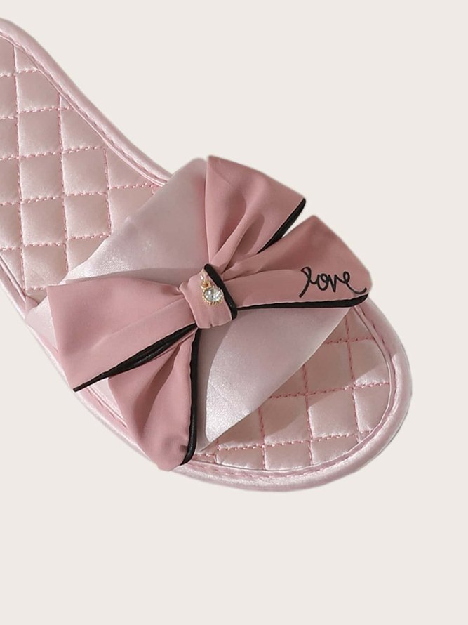 Bow Decor LOVE Casual House Slippers