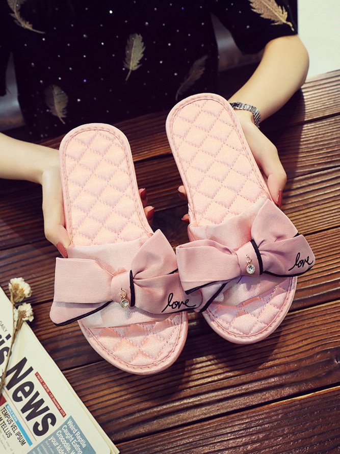 Bow Decor LOVE Casual House Slippers