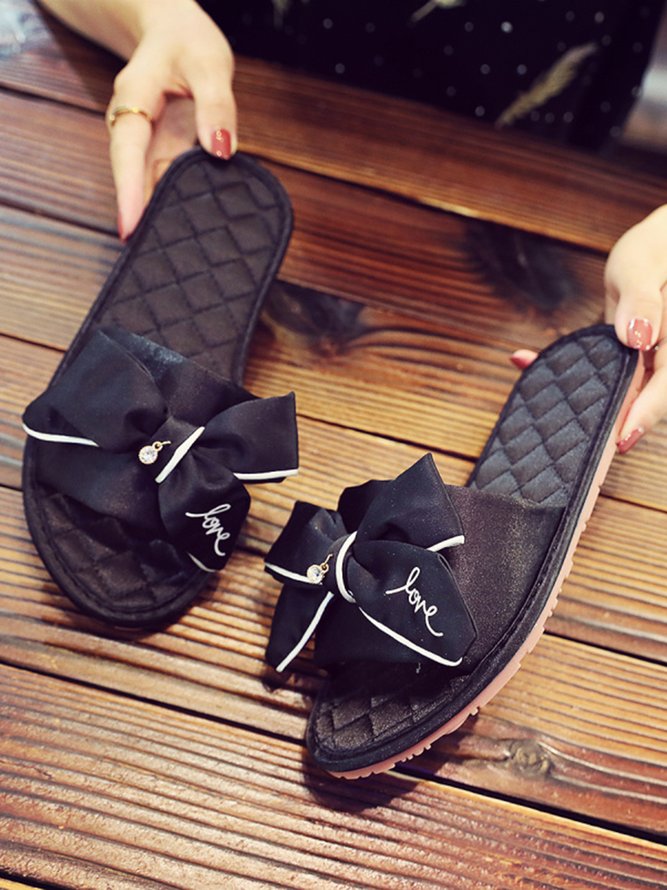 Bow Decor LOVE Casual House Slippers