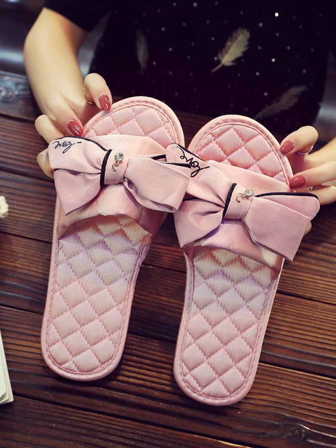 Bow Decor LOVE Casual House Slippers