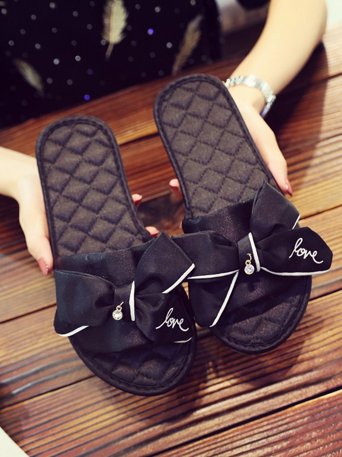 Bow Decor LOVE Casual House Slippers