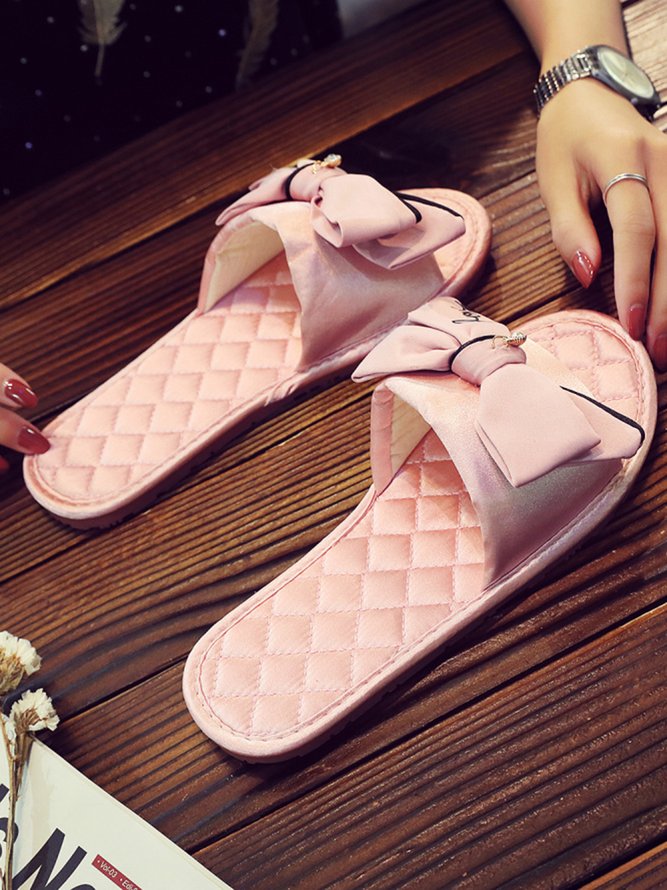 Bow Decor LOVE Casual House Slippers