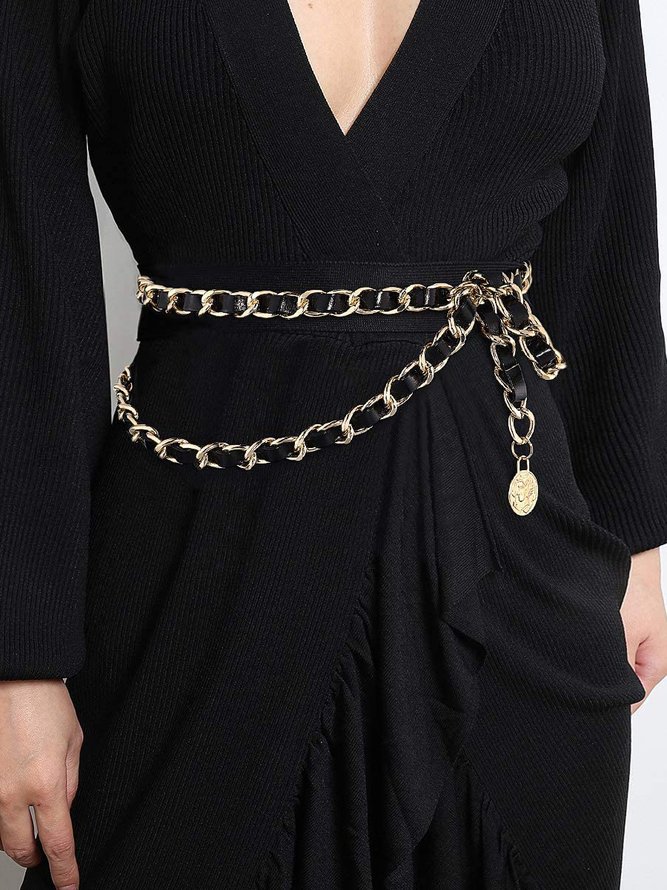 Daily Leather Chain Stitching Waist Chain Party Party Accessories
