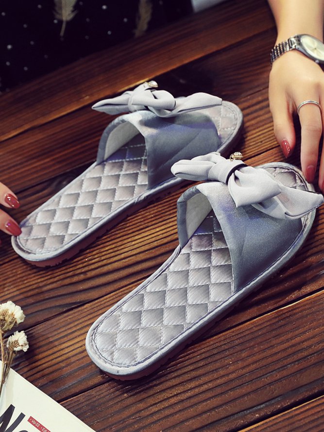 Bow Decor LOVE Casual House Slippers