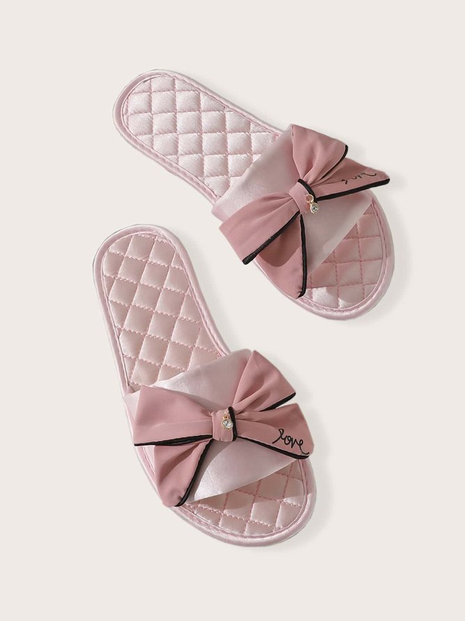 Bow Decor LOVE Casual House Slippers