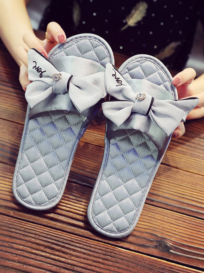 Bow Decor LOVE Casual House Slippers