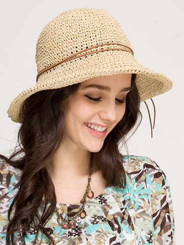 Boho Holiday Plain Leather Cord Trim Straw Hat Spring Summer Beach Accessories