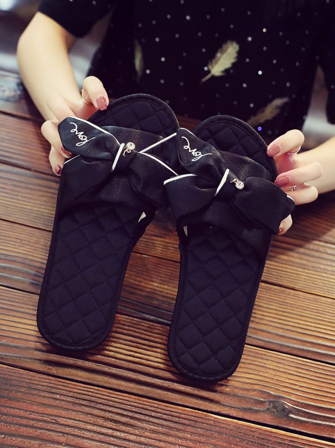 Bow Decor LOVE Casual House Slippers