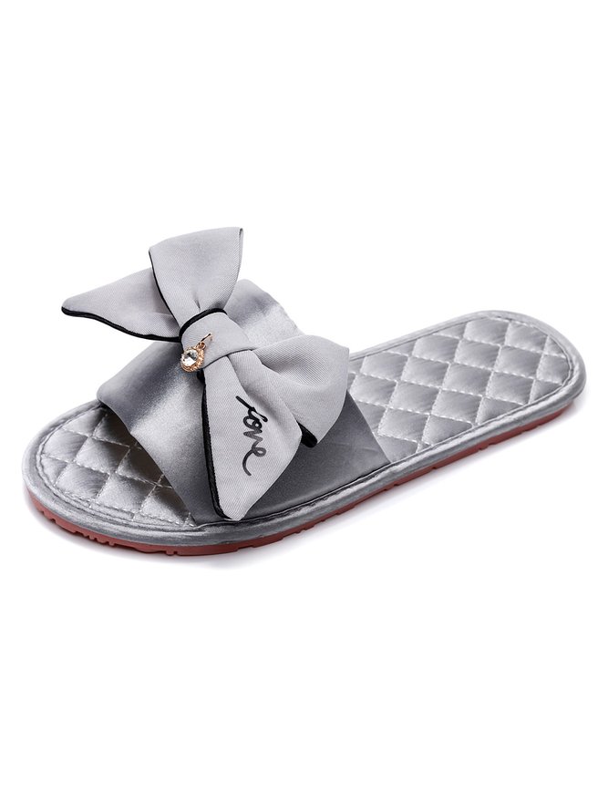 Bow Decor LOVE Casual House Slippers