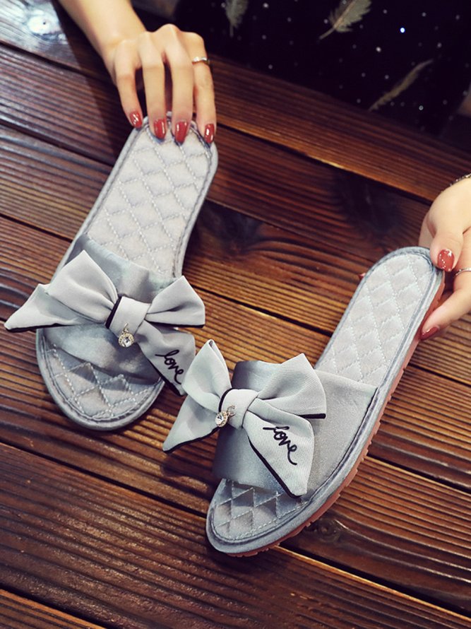 Bow Decor LOVE Casual House Slippers