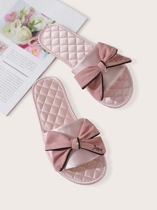 Bow Decor LOVE Casual House Slippers