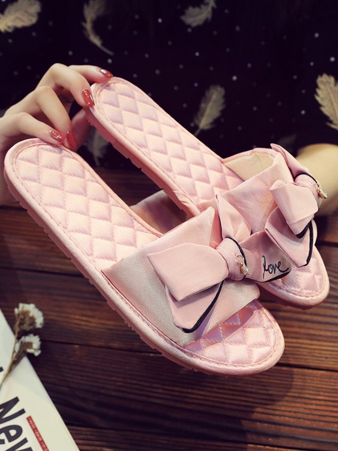 Bow Decor LOVE Casual House Slippers