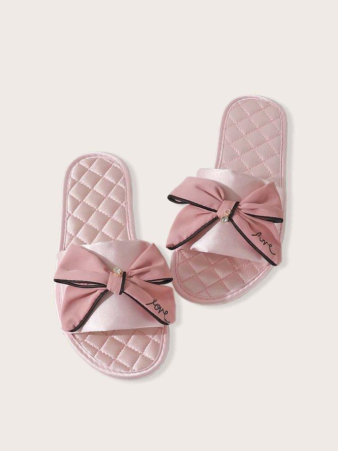 Bow Decor LOVE Casual House Slippers