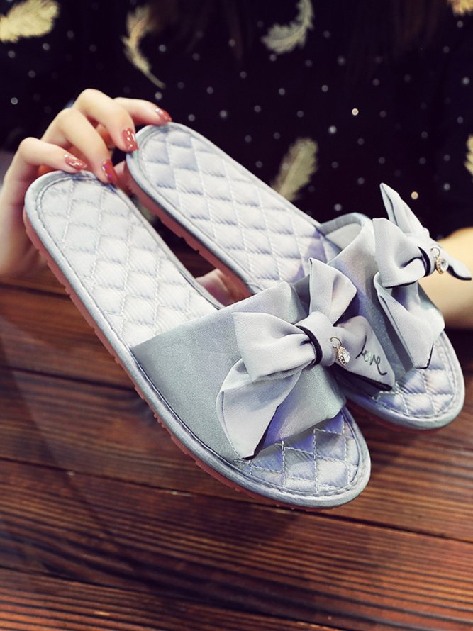 Bow Decor LOVE Casual House Slippers