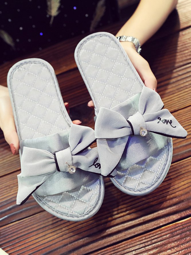 Bow Decor LOVE Casual House Slippers
