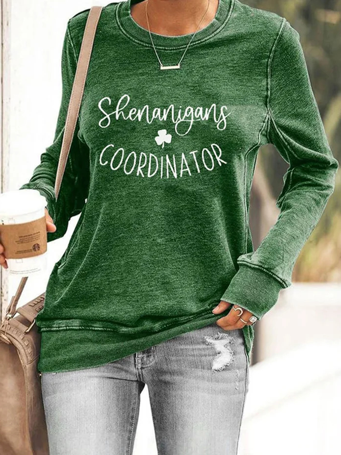 Text Letters Regular Fit Crew Neck Casual Sweatshirt