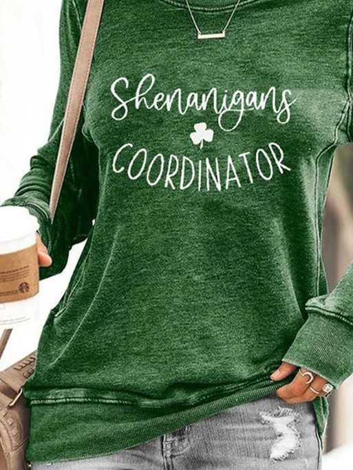 Text Letters Regular Fit Crew Neck Casual Sweatshirt