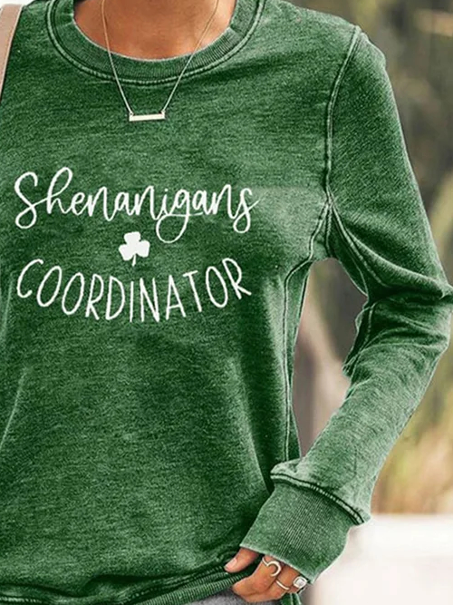 Text Letters Regular Fit Crew Neck Casual Sweatshirt
