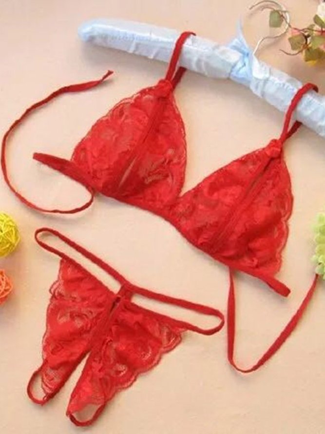 Valentine's Day Lace Open File Sexy Lingerie Set