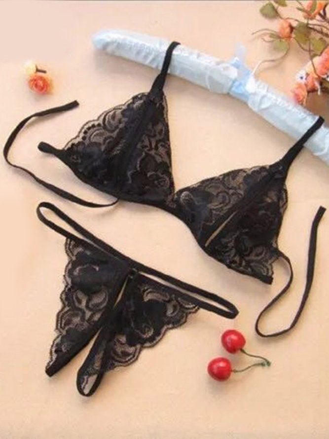 Valentine's Day Lace Open File Sexy Lingerie Set
