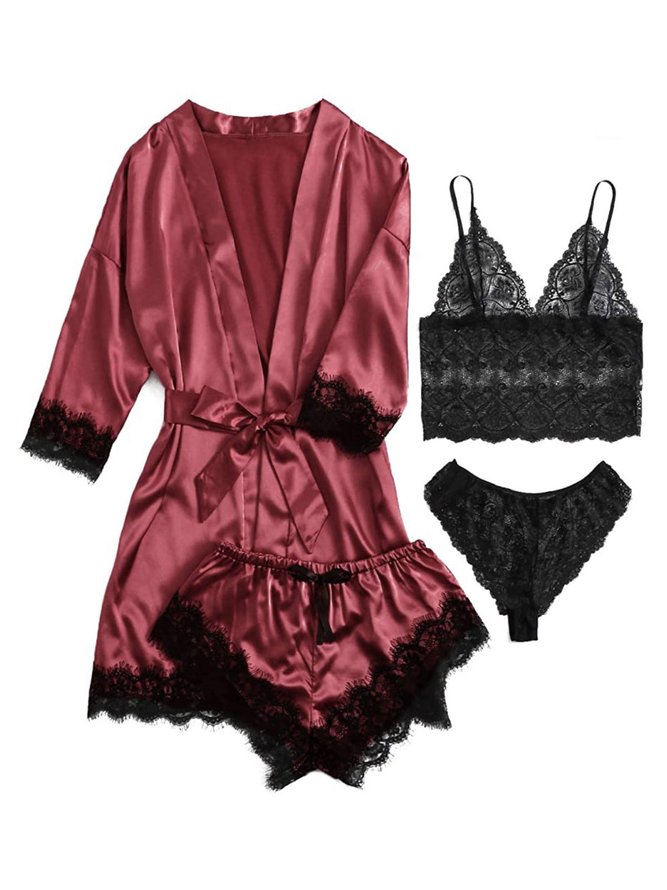Valentine's Day Sexy Lace Pajamas Set of Four