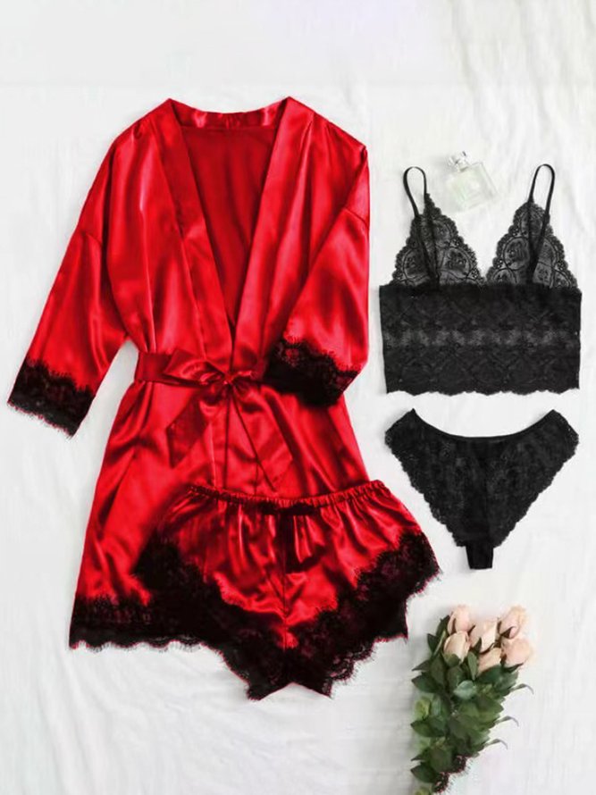 Valentine's Day Sexy Lace Pajamas Set of Four