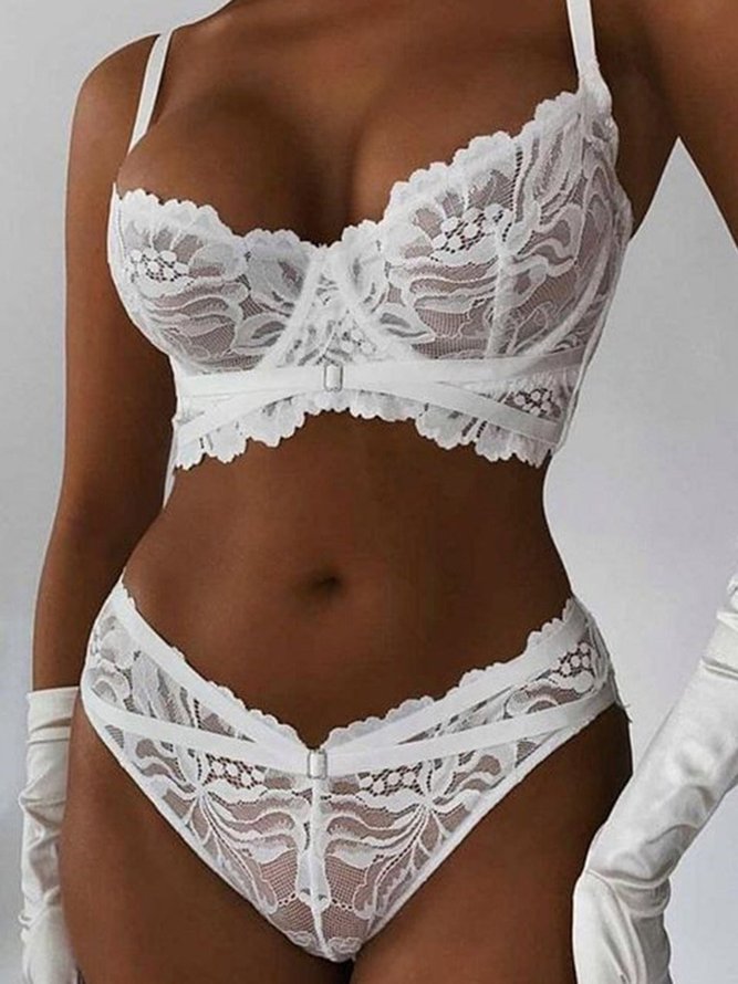 Valentine's Day Lace High Elasticity Breathable Underwire Sexy Lingerie Set