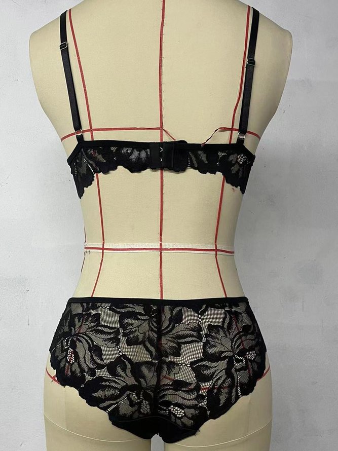 Valentine's Day Lace High Elasticity Breathable Underwire Sexy Lingerie Set