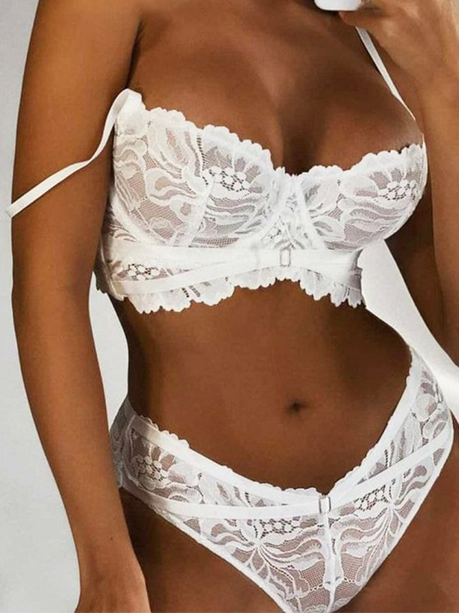 Valentine's Day Lace High Elasticity Breathable Underwire Sexy Lingerie Set