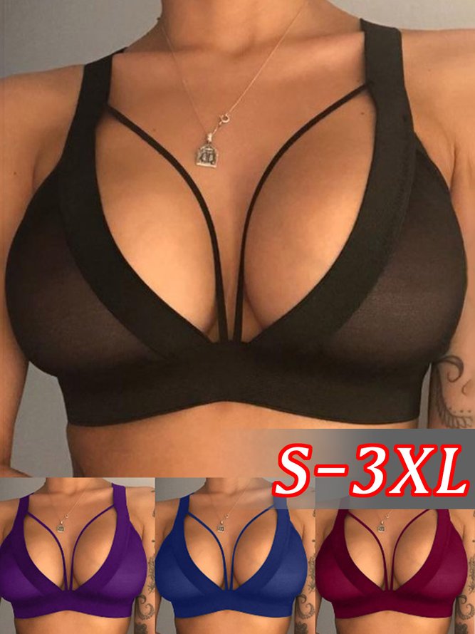 Valentine's Day Sheer Mesh Silk Stripe Sexy Bra